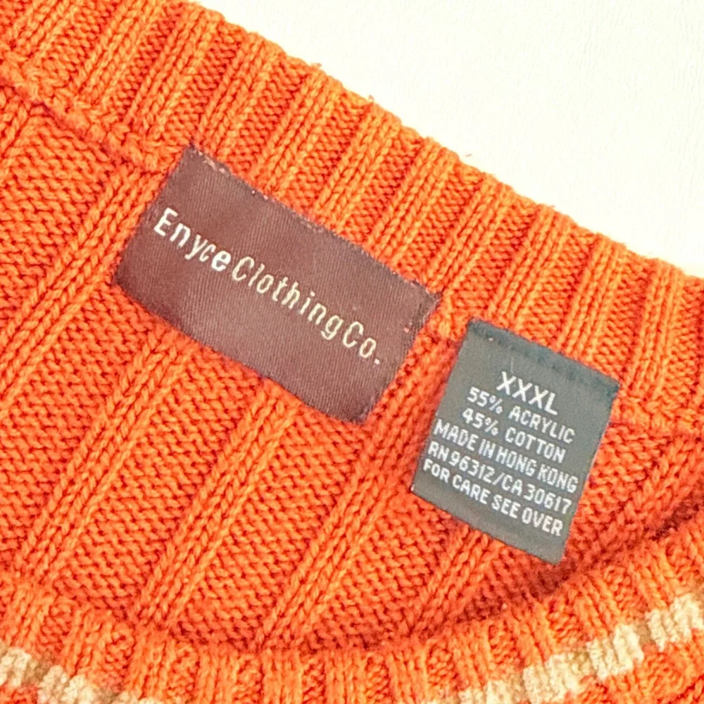 Enyce Sweater Mens XXXL Orange Good Y2K Ribbed Knit Logo Streetwear Pullover